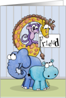 Happy Birthday to Friend Zoo Animals card