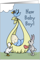Baby Boy Birth Annoucement Baby Bundle with Animals card