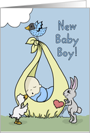 Baby Boy Birth Annoucement-Baby Bundle with Animals card