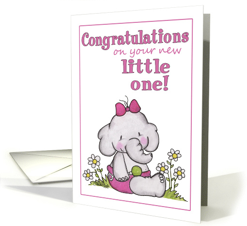 Congratulation on New Baby Girl Elephant in Daisies card (951977)