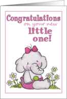 Congratulation on New Baby Girl Elephant in Daisies card