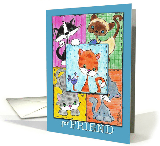 Happy Birthday for Friend Kitty Quilt Patches card (952273)