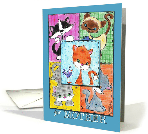Happy Birthday for Mother Kitty Quilt Patches card (952733)