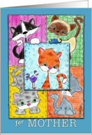 Happy Birthday for Mother Kitty Quilt Patches card