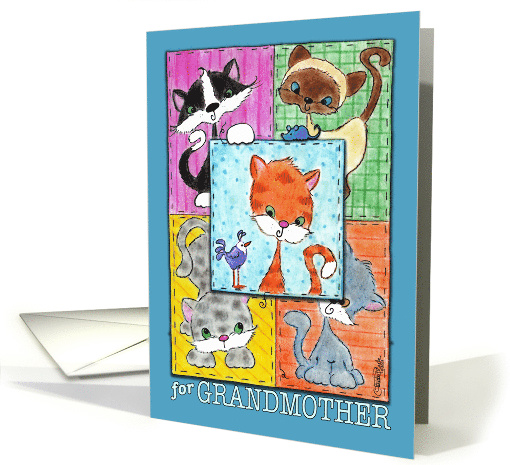 Happy Birthday for Grandmother Kitty Quilt Patches card (952737)