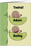 Customizable Congratulations Twins -Unisex-Peapod Babies dark skin card