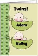 Customizable Congratulations Twins Unisex Peapod Babies Light Skin card