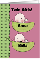 Customizable Congratulations Twin Girls Peapod Babies for Light Skin card