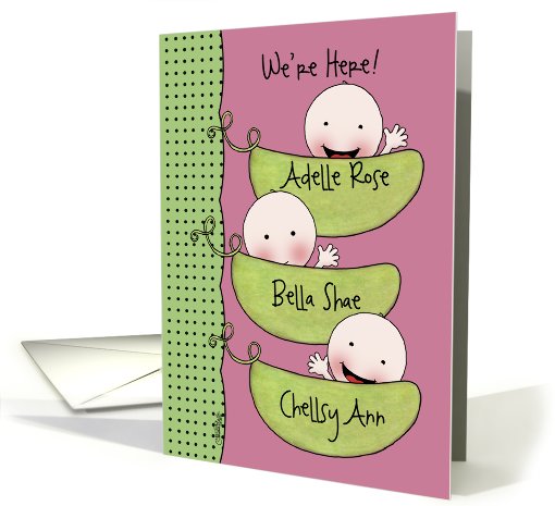 Custom Birth Announcement Triplet Girls-Peapod Babies for... (954751)