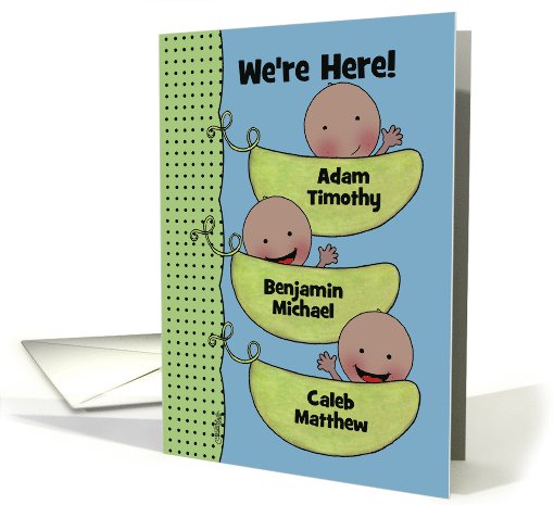 Custom Birth Announcement Triplet Boys-Peapod Babies for... (954759)