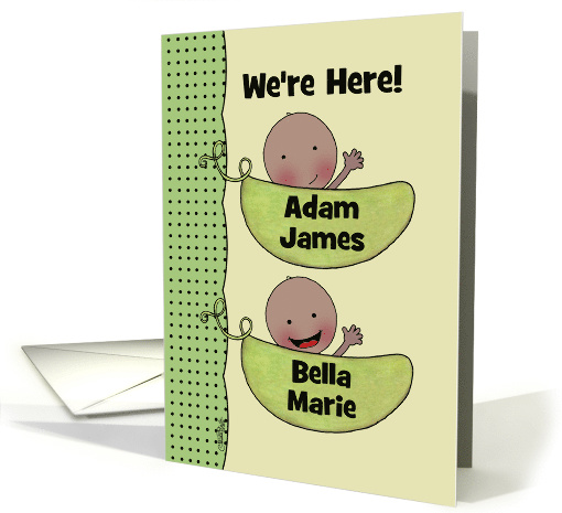 Custom Birth Announcement Twins-Unisex-Peapod Babies for... (954795)