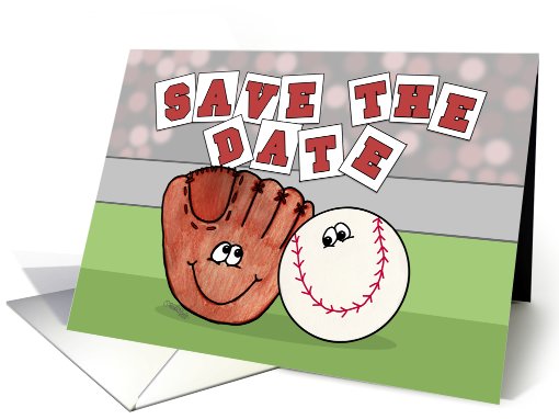 Wedding Save the Date -Catcher's Mitt and Baseball card (971307)