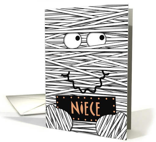 Happy Halloween for Niece Funny Mummy Face card (979371)