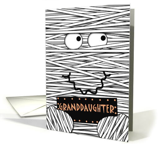 Happy Halloween for Granddaughter Funny Mummy Face card (979377)