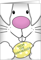 Happy Easter From Grandkids-Up Close Bunny Face with Egg card