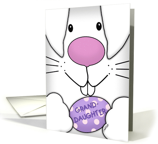 Happy Easter For Granddaughter Up Close Bunny Face with Egg card