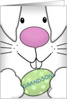 Happy Easter For Grandson Up Close Bunny Face with Egg card