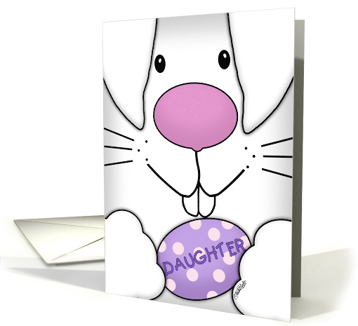 Happy Easter For Daughter Up Close Bunny Face with Egg card (984203)
