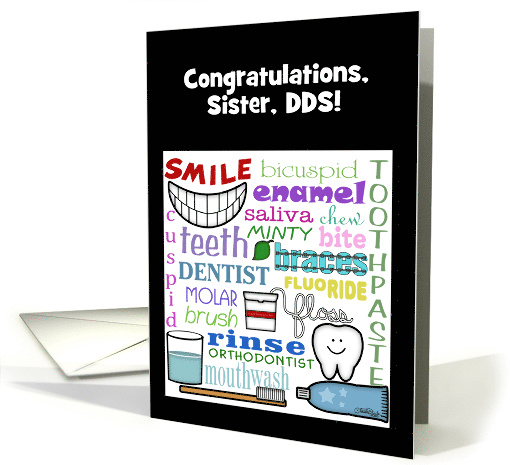 Customizable Congratulations Dentist for Sister Dental Terms Art card