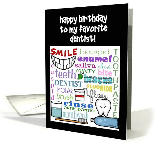 Customizable Birthday for Dentist Dental Terms Subway Art card