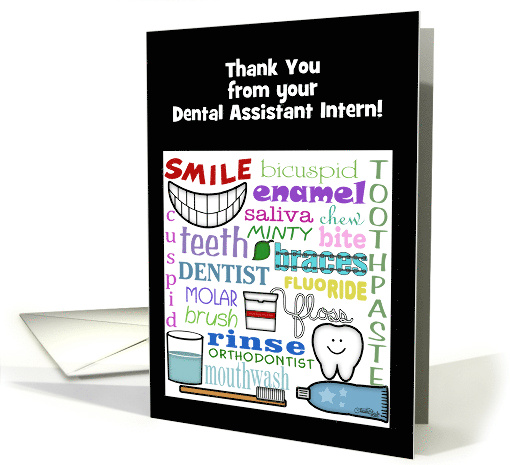 Customizable Thank You from Dental Intern Dental Terms Subway Art card