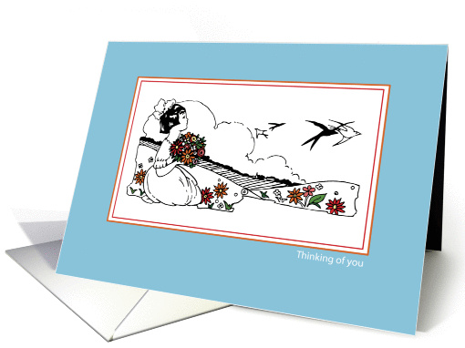 Girl with Flowers Friendship card (44765)
