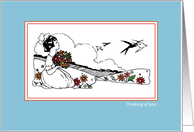 Girl with Flowers Friendship Card