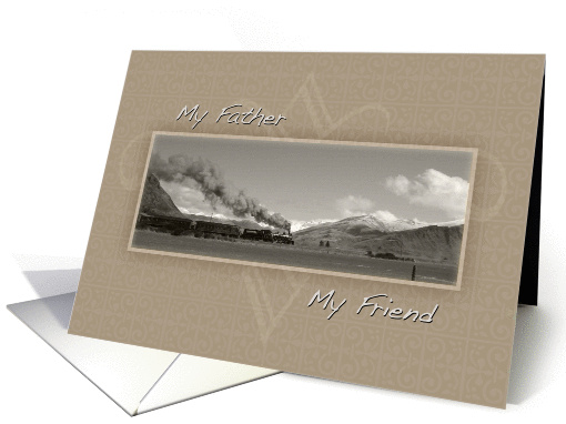 My Father My Friend Father's Day Black White Train card (191249)