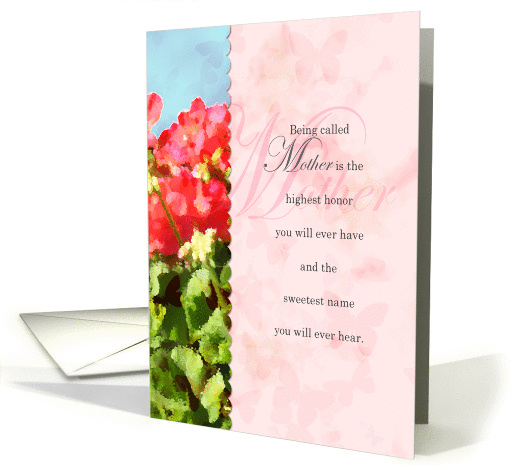Mother's Day Honor Pink Geranium card (927485)