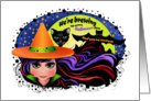Witch Bat and Black Cat Halloween Party Invitation card