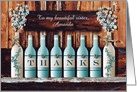 Custom Painted Wine Bottle and Floral Wedding Thank You card