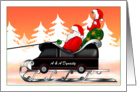 Santa and Elf Black Party Bus Sleigh card