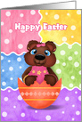 Girl Bear Cub in Egg Easter card