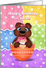 Easter Birthday Bear Cub with Cupcake in Egg card