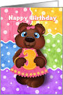 Bear Cub Three Year Old Birthday for Girls card