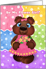 Bear Cub with Flowers Flower Girl Invitation card