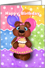 Little Girl Bear Cub Birthday for Girls card