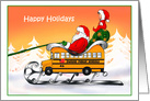 Custom Christmas Santa in Owasso Bus Sleigh card