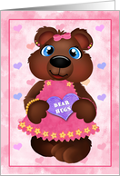 Bear Hugs Girl Bear Valentine card