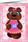 Bear Hugs Girl Bear Valentine card