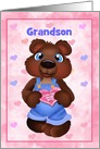 Custom Front Bear Hugs Boy Bear Valentine Grandson card