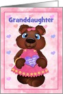 Custom Front Bear Hugs Girl Bear Valentine Granddaughter card