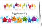 Congratulations Smiling Stars Employee Happy Anniversary card