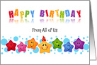 Business Happy Birthday From All of Us Smiling Stars card