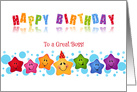 Business Happy Birthday Boss Smiling Stars card