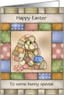 Custom Front Patchwork Bunny with Egg Easter card