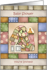 Patchwork Bunny Baby Shower Invitation card