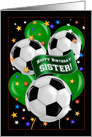 Sister Soccer Ball Futbol Sports Balloon Birthday card