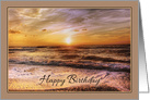Golden Sunset Ocean Waves Coastal Scene Happy Birthday card