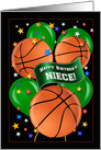 Niece Basketball Balloon Theme Happy Birthday card